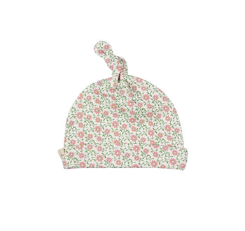 Ditsy Pink Print Knotted Hat Pigeon Organic