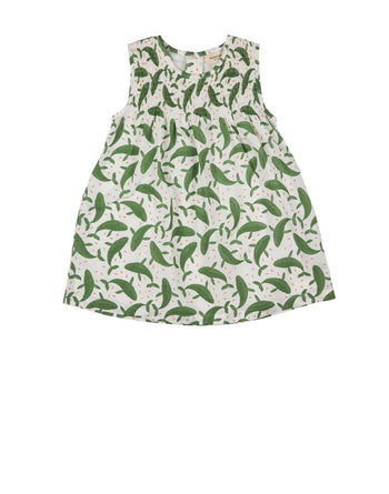 Pigeon Organics Sleeveless Smock Dress Green Whales  Print