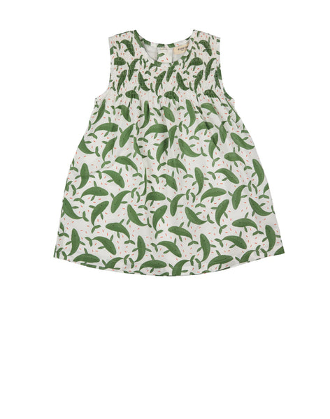 Pigeon Organics Sleeveless Smock Dress Green Whales  Print