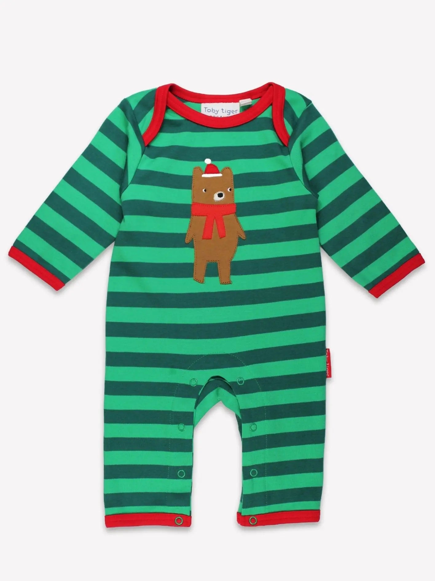 Organic Christmas Bear Applique Suit Toby Tiger