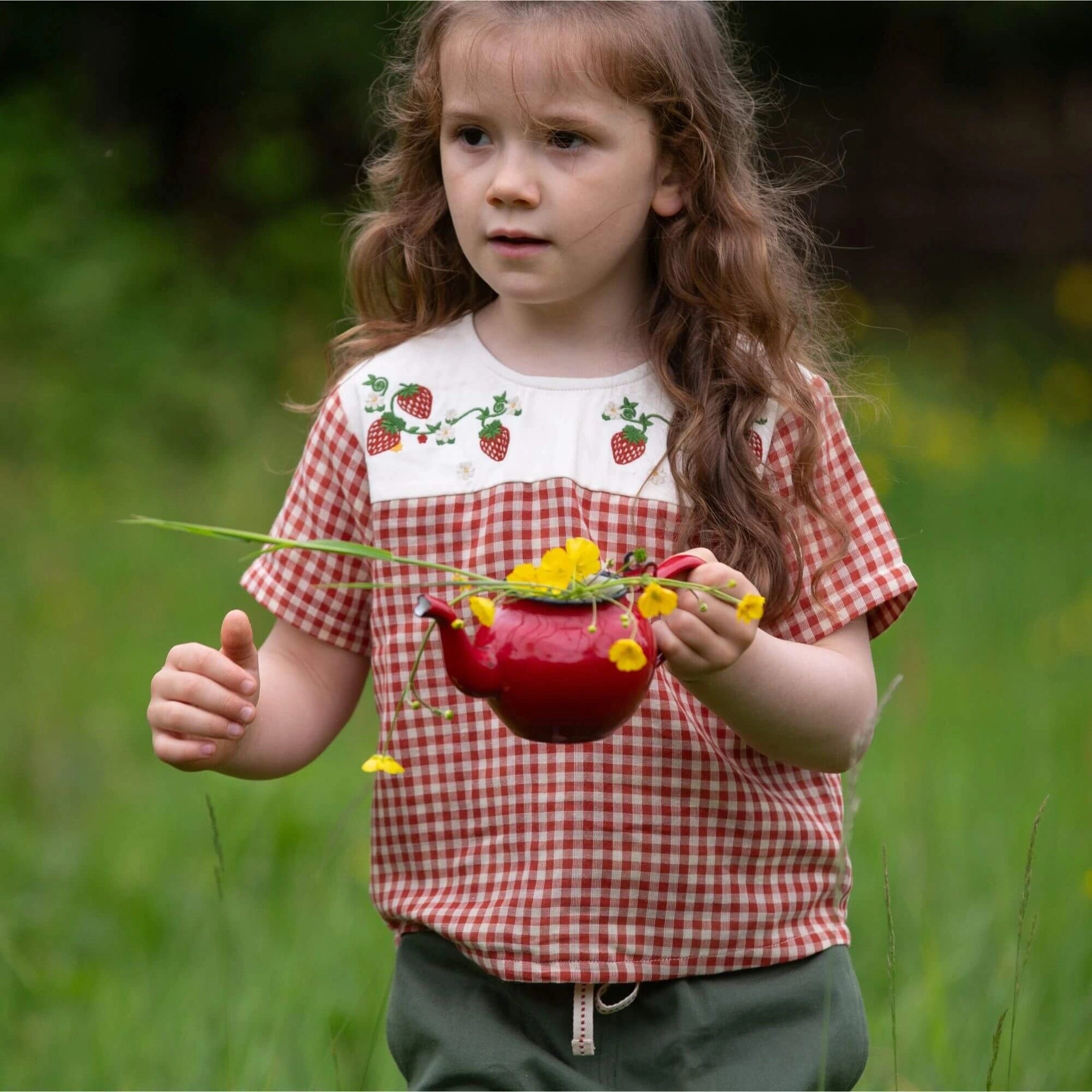 Red Check loose Short Sleeve Top Little Green Radicals