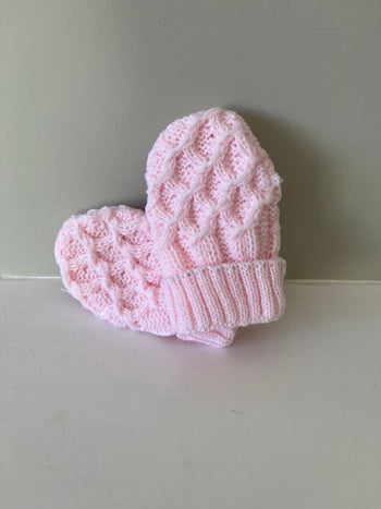 Loveknot Pink  Knitted Mittens