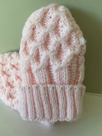 Loveknot Pink  Knitted Mittens