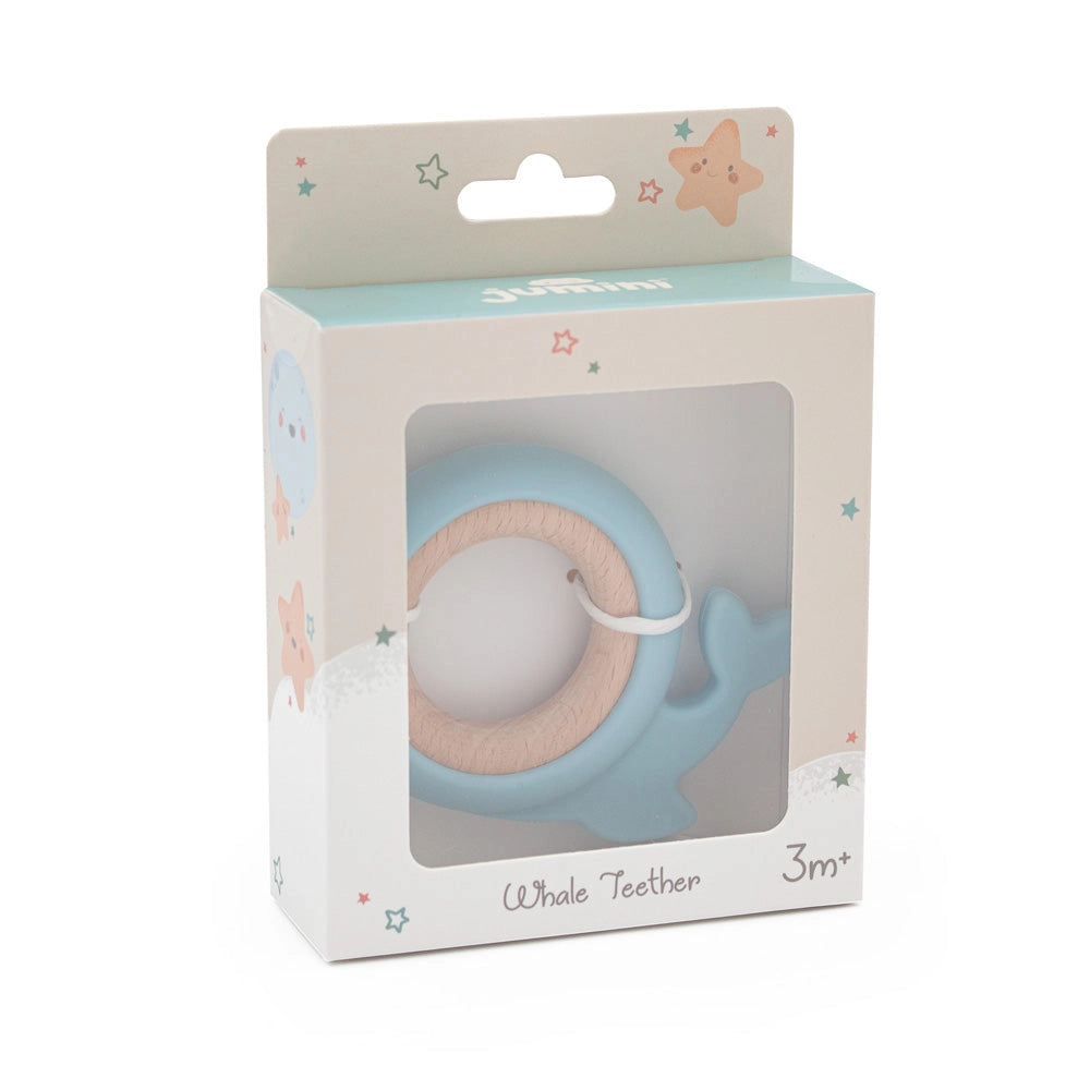 Whale Wooden & Silicone Teething Ring Jumini