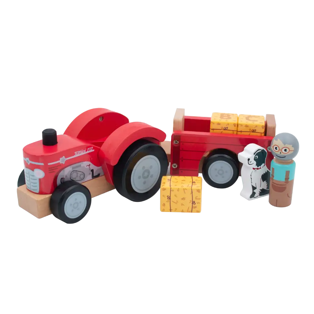 Jumini Tractor & Trailer Wooden Toy