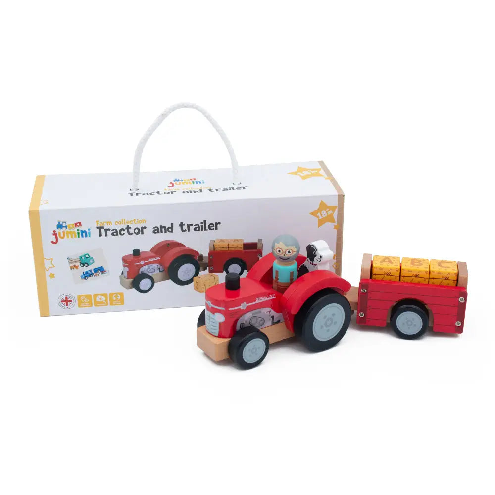 Jumini Tractor & Trailer Wooden Toy