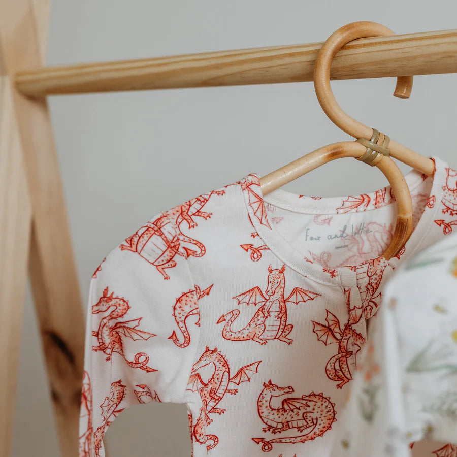 Dragon Print  Zip up Sleepsuit Fox & Lottie