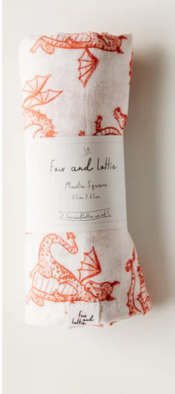 Dragon Print Muslin Square Fox & Lottie