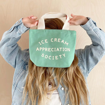 Ice Cream Appreciation Society - Mini Canvas Tote Bag Sea Glass Coloured