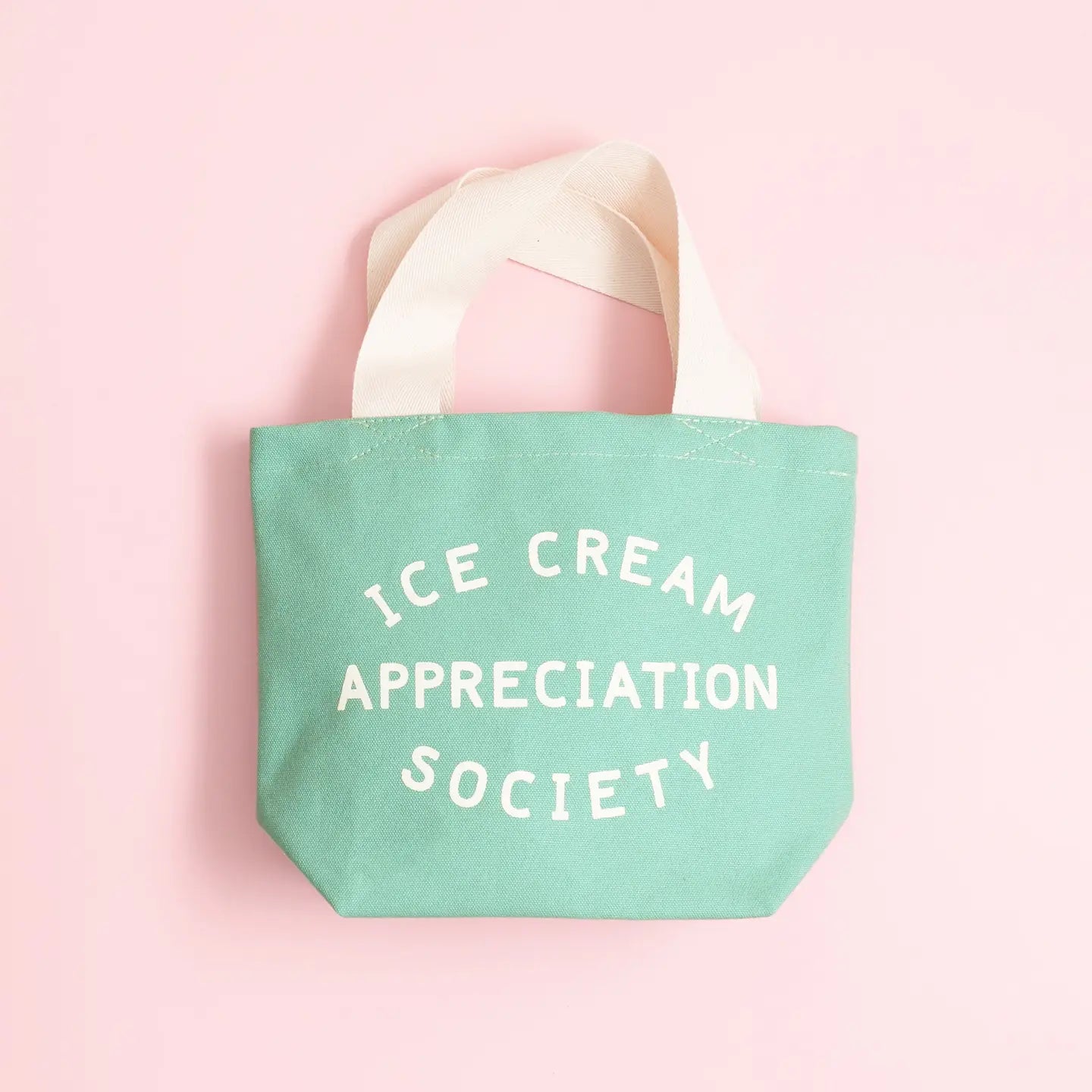 Ice Cream Appreciation Society - Mini Canvas Tote Bag Sea Glass Coloured