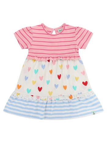 Multicoloured Hearts & Stripe Dress Lilly & Sid