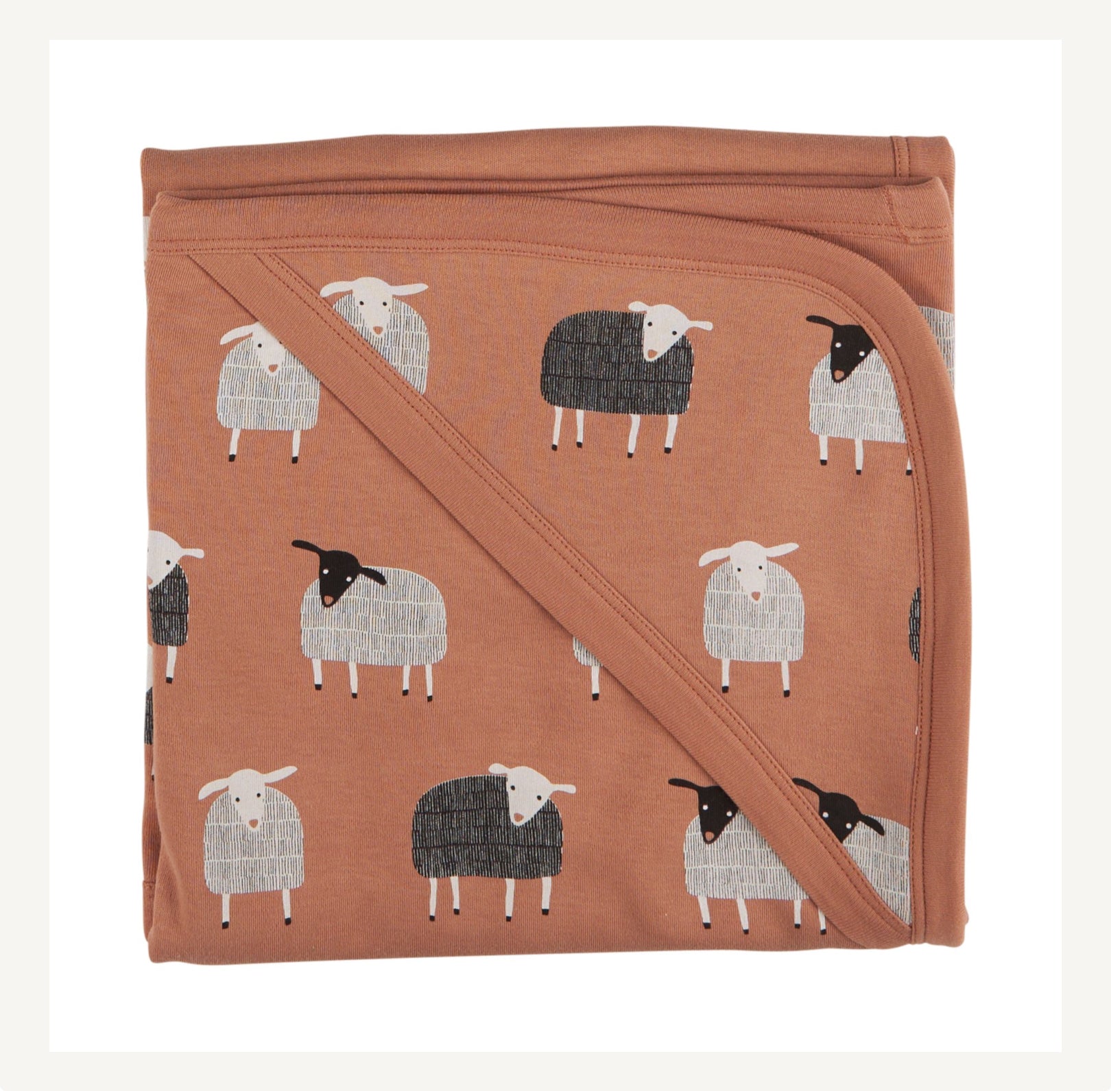 Pigeon Organics sheep Print macaroon Hooded Blanket