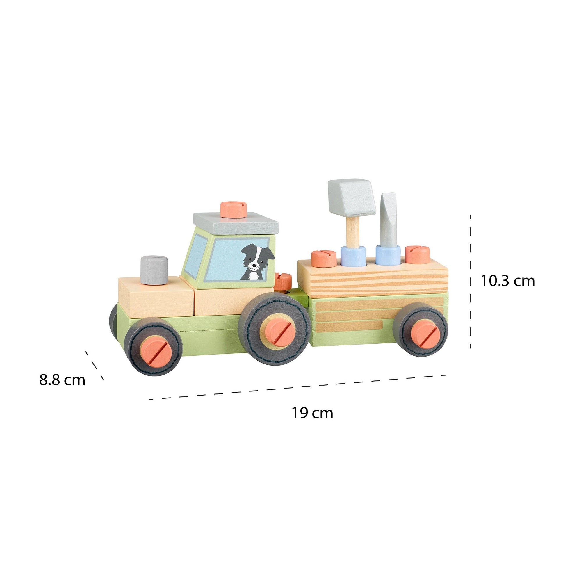 Buildable Wooden Tractor Toy Orange Tree