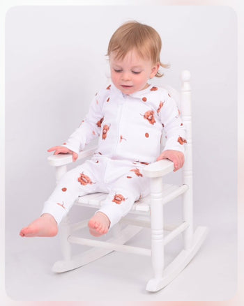 BabyMac Highland Cow Print Organic Cotton Sleepsuit