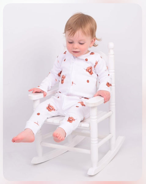 BabyMac Highland Cow Print Organic Cotton Sleepsuit