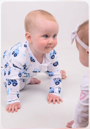 BabyMac Organic Cotton Sleepsuit Vehicle Print Zip up