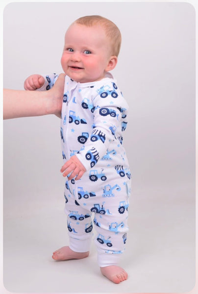 BabyMac Organic Cotton Sleepsuit Vehicle Print Zip up