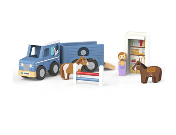 Jumini Jeep & Horse Trailer Wooden Toy