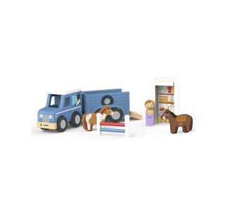 Jumini Jeep & Horse Trailer Wooden Toy