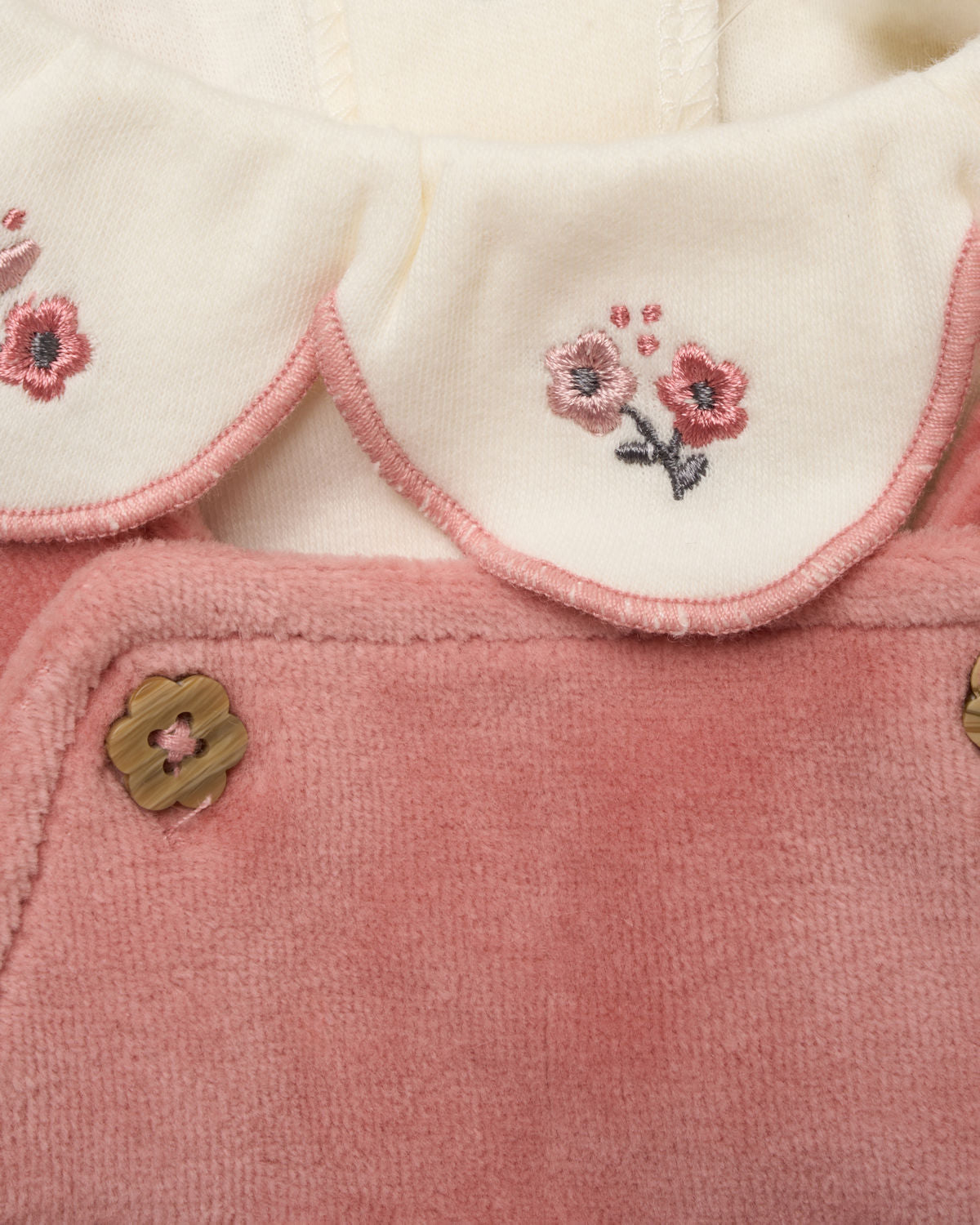 Scallop Body Top & Velour Dungaree Set Rock-a-Bye Baby