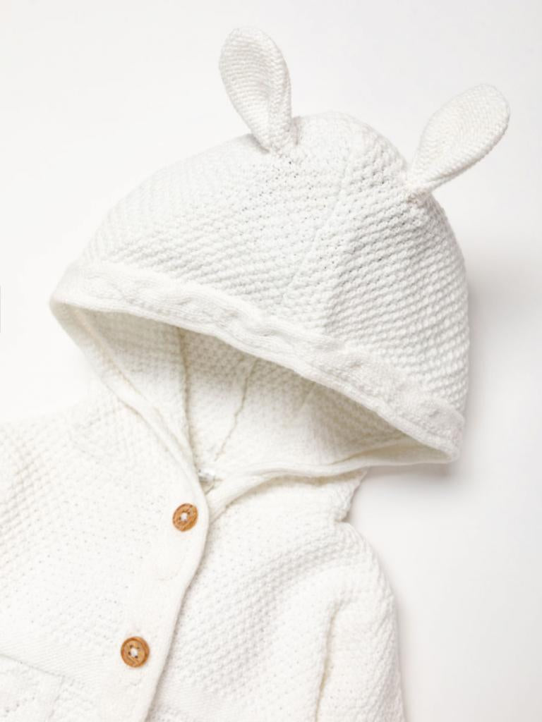 White Cotton Knit Cardigan