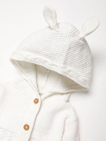 White Cotton Knit Cardigan