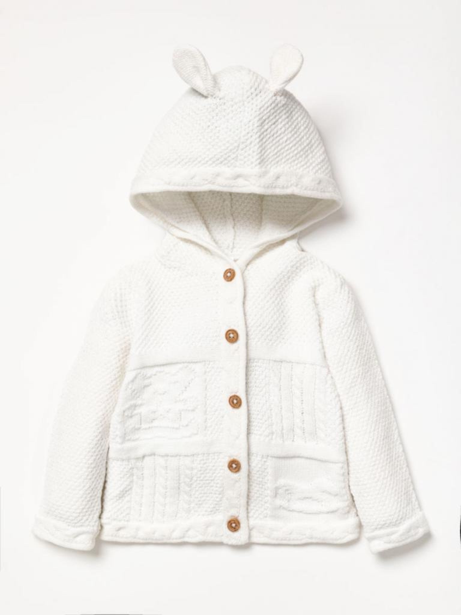 White Cotton Knit Cardigan