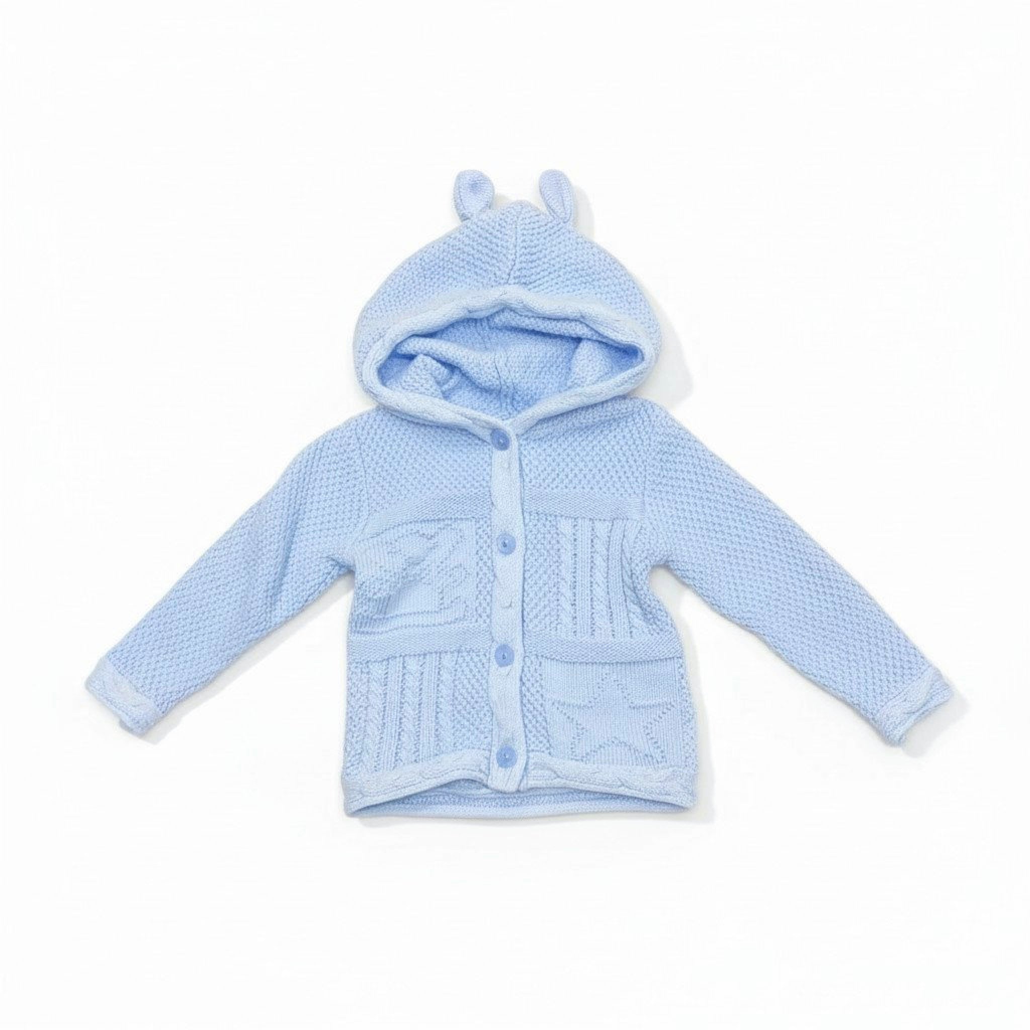 Blue Cotton Knit Cardigan