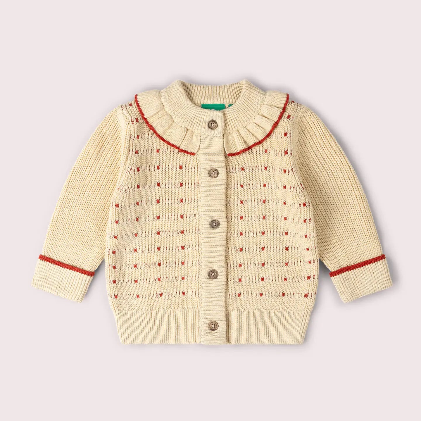 Oatmeal Frill Knitted Cardigan Little Green Radicals