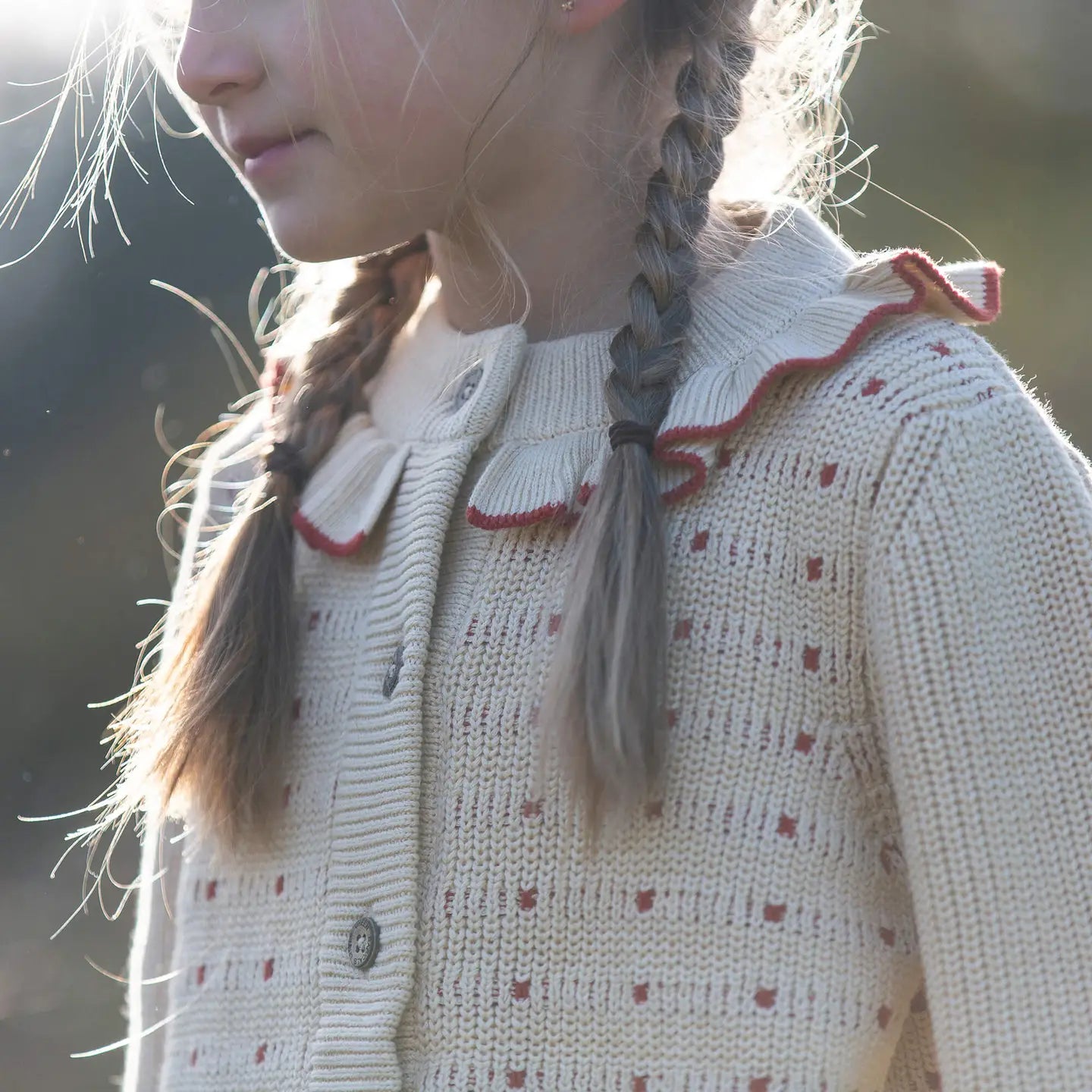 Oatmeal Frill Knitted Cardigan Little Green Radicals