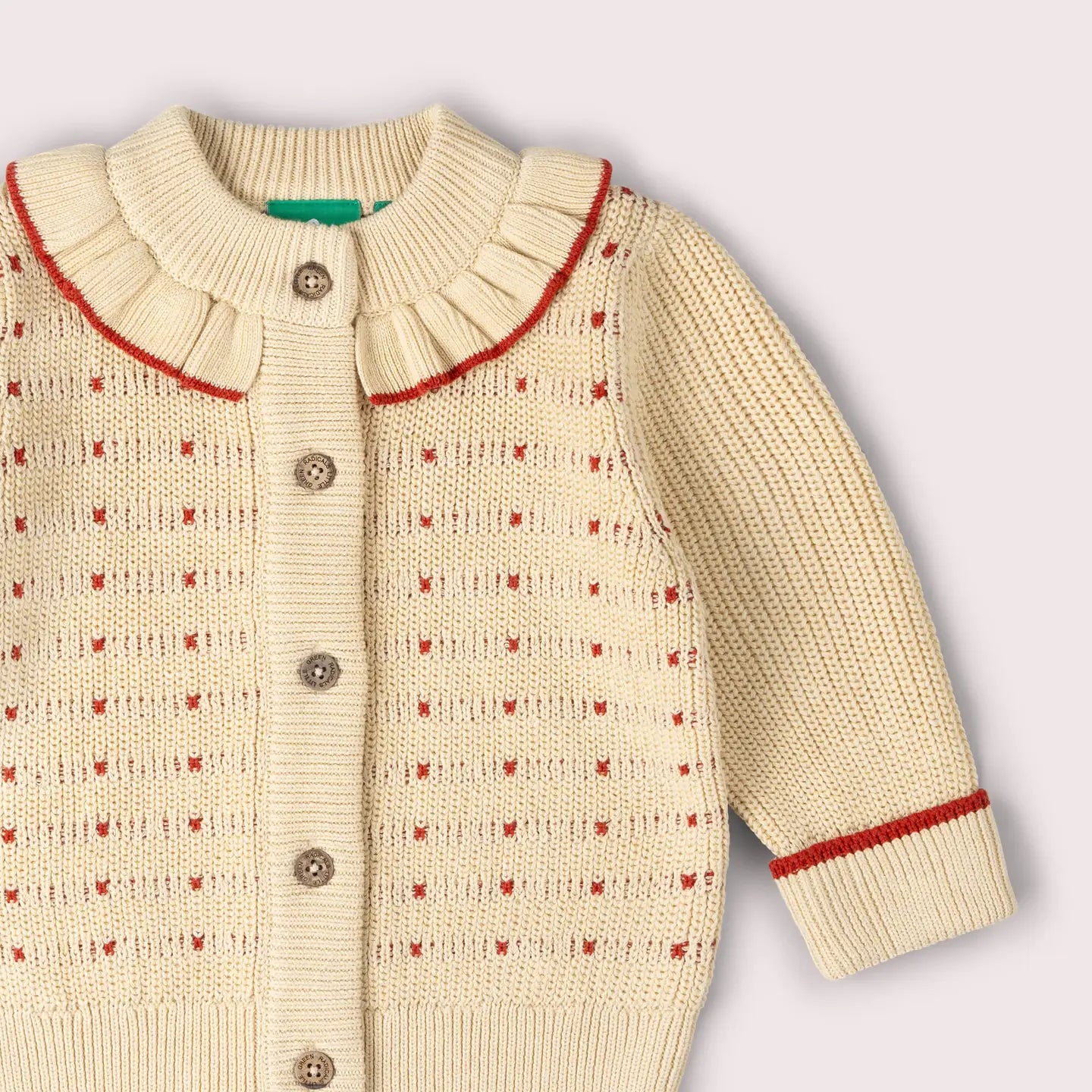 Oatmeal Frill Knitted Cardigan Little Green Radicals