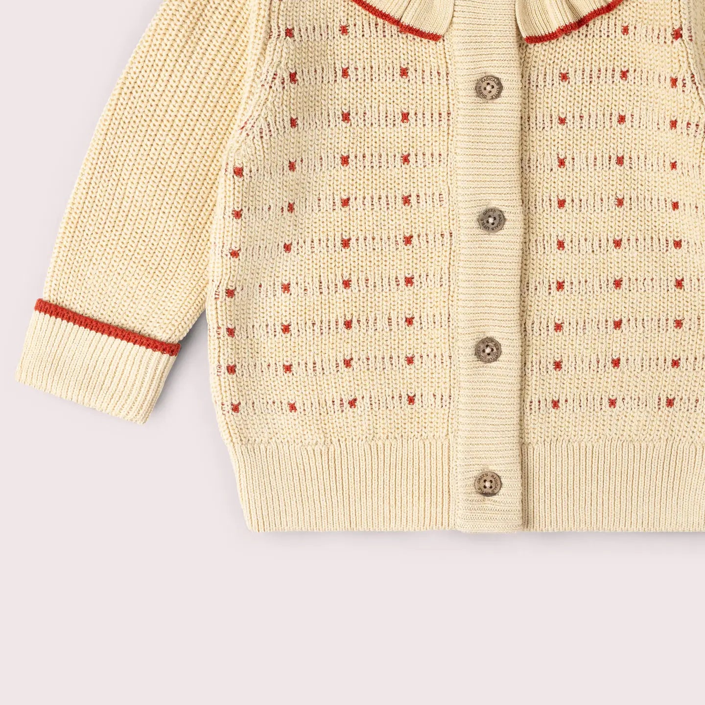 Oatmeal Frill Knitted Cardigan Little Green Radicals