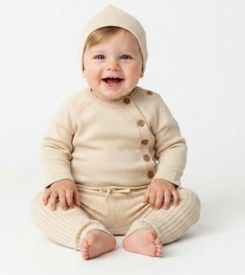 Beige True Knit Set Rock-A-Bye Baby Boutique