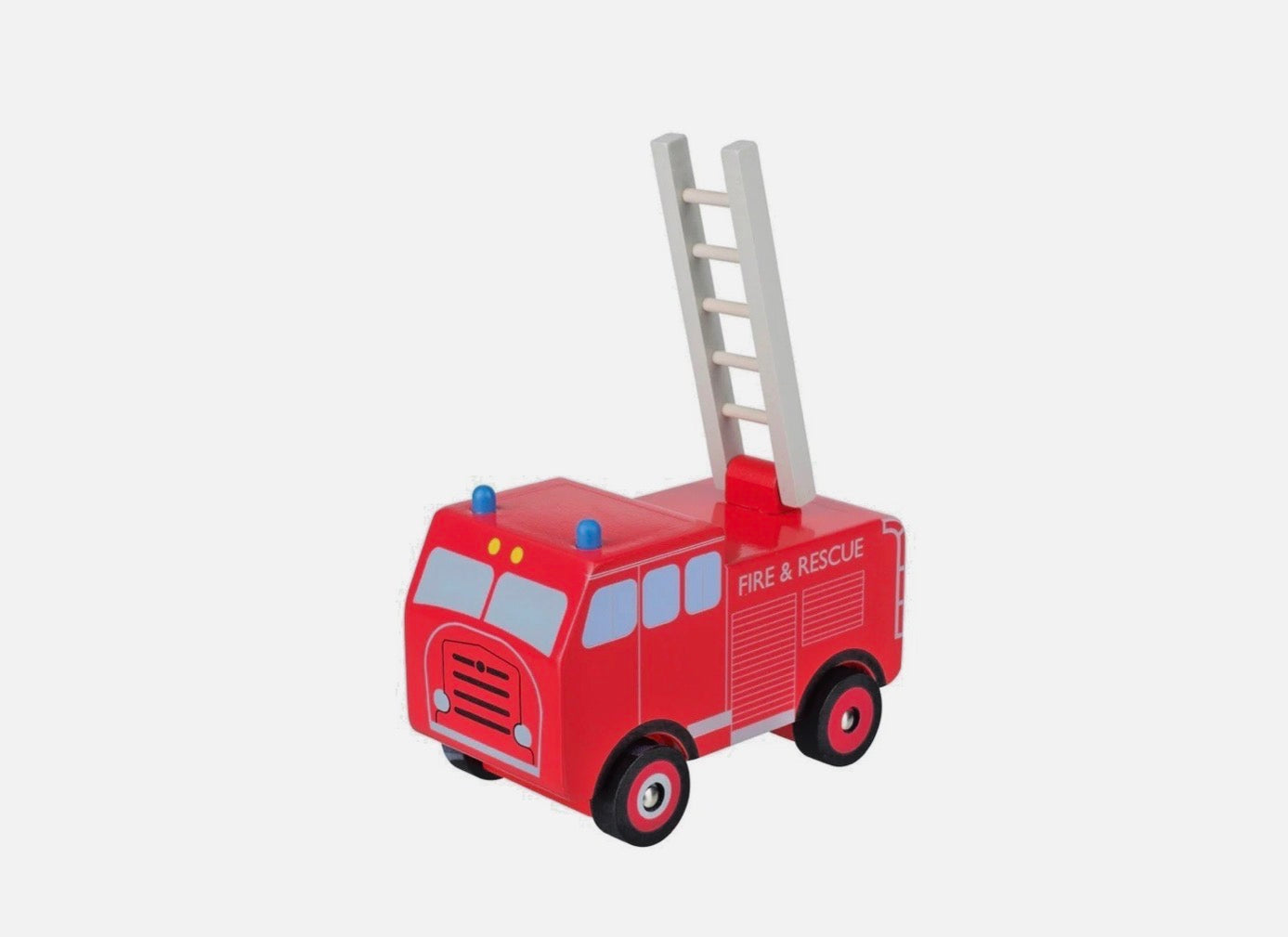 Vintage Style Fire Engine  Wooden Toy Orange Tree