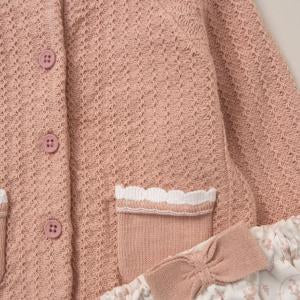 Dusty Rose Knitted & Woven Floral Set Rock-a-Bye Baby