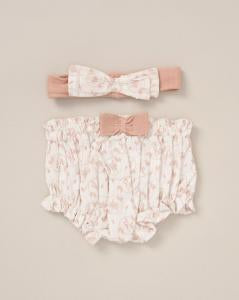 Dusty Rose Knitted & Woven Floral Set Rock-a-Bye Baby