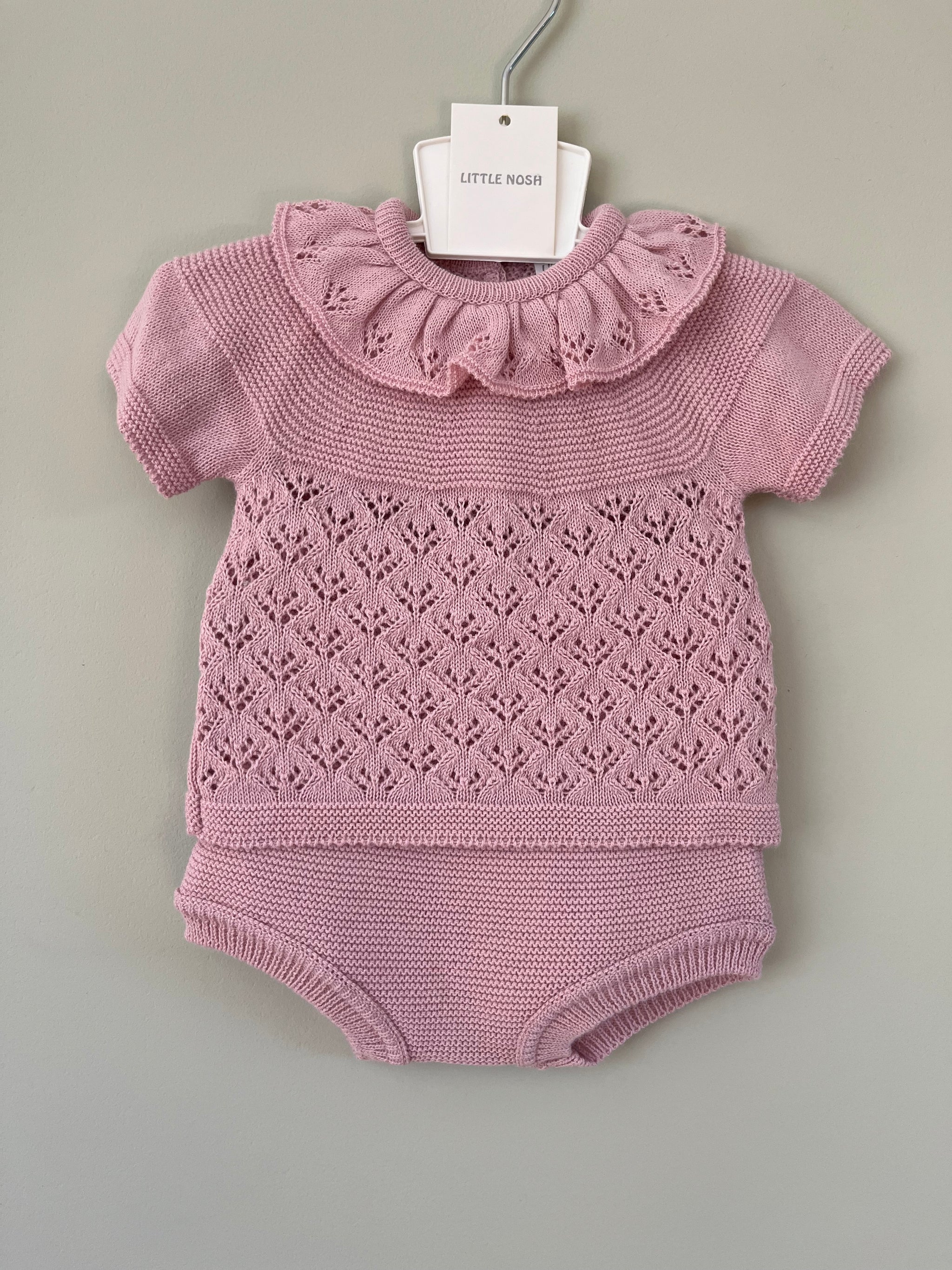 Baby Rose Pink Knitted outfit Little Nosh
