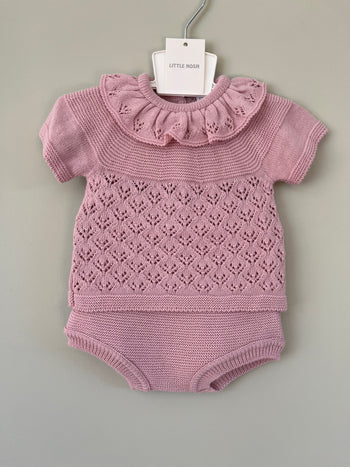 Baby Rose Pink Knitted outfit Little Nosh