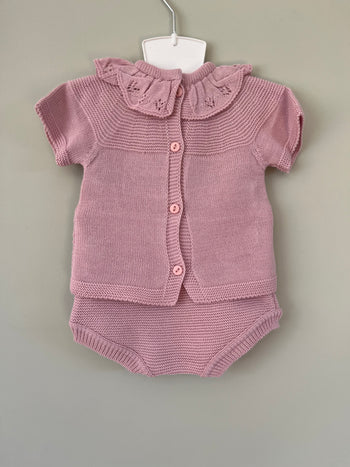 Baby Rose Pink Knitted outfit Little Nosh