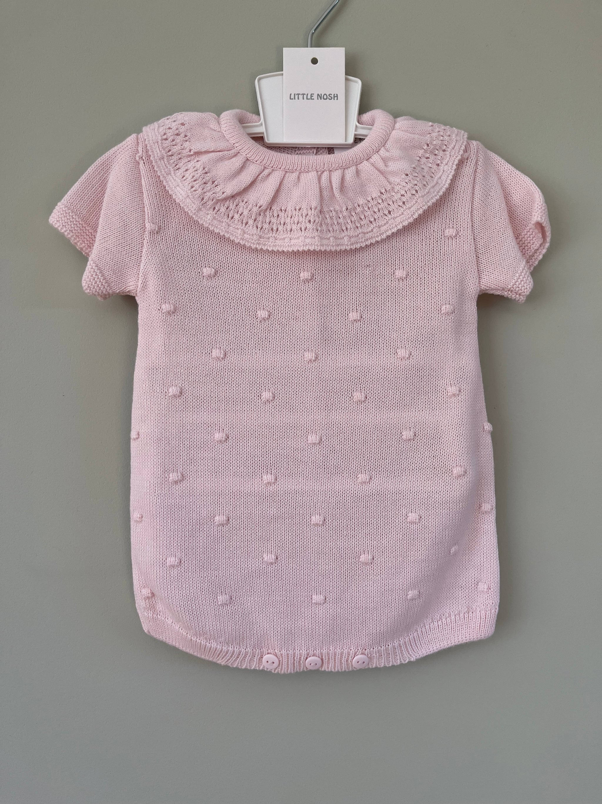 Baby Pink Knitted Shortie Romper Outfit Little Nosh