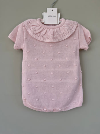 Baby Pink Knitted Shortie Romper Outfit Little Nosh