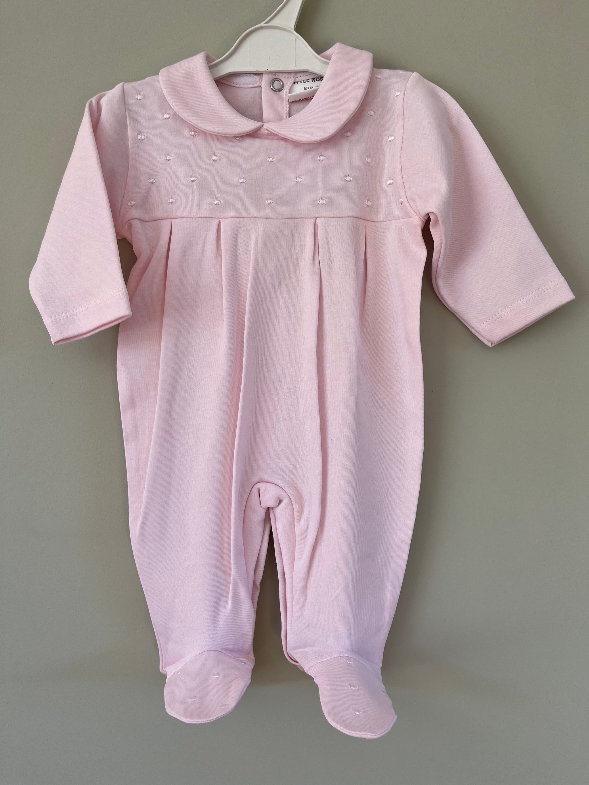 Baby Pink Embroidered All In One Babygrow Little Nosh