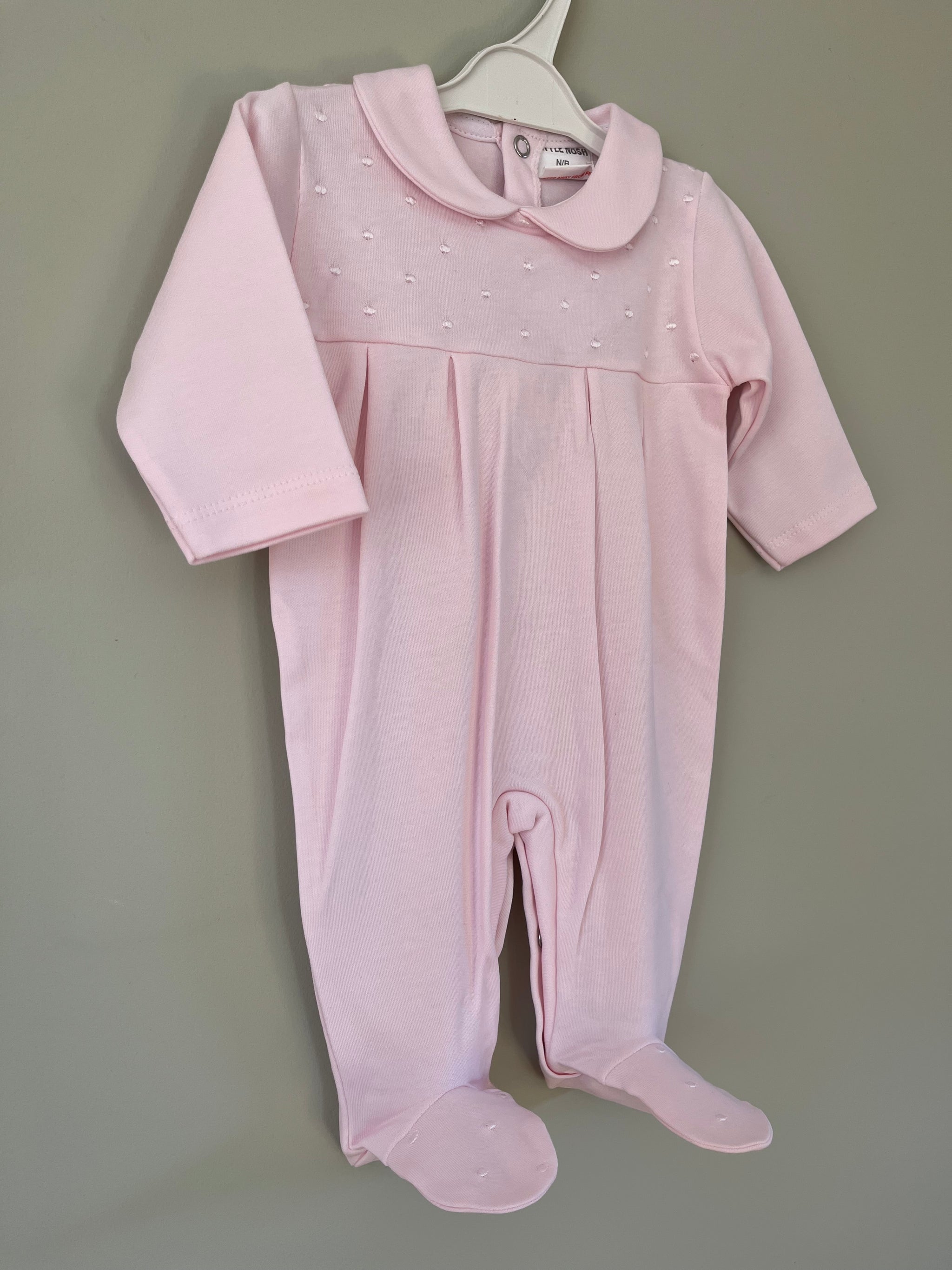 Baby Pink Embroidered All In One Babygrow Little Nosh