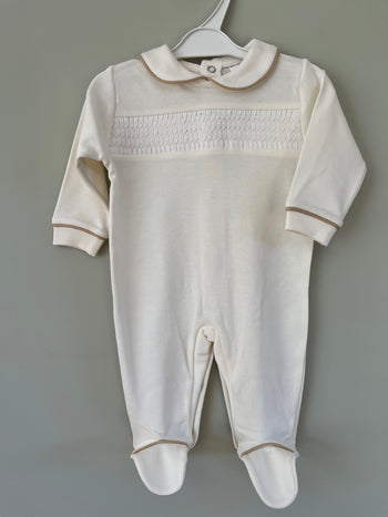 Baby Ivory Embroidered All In One Babygrow Little Nosh