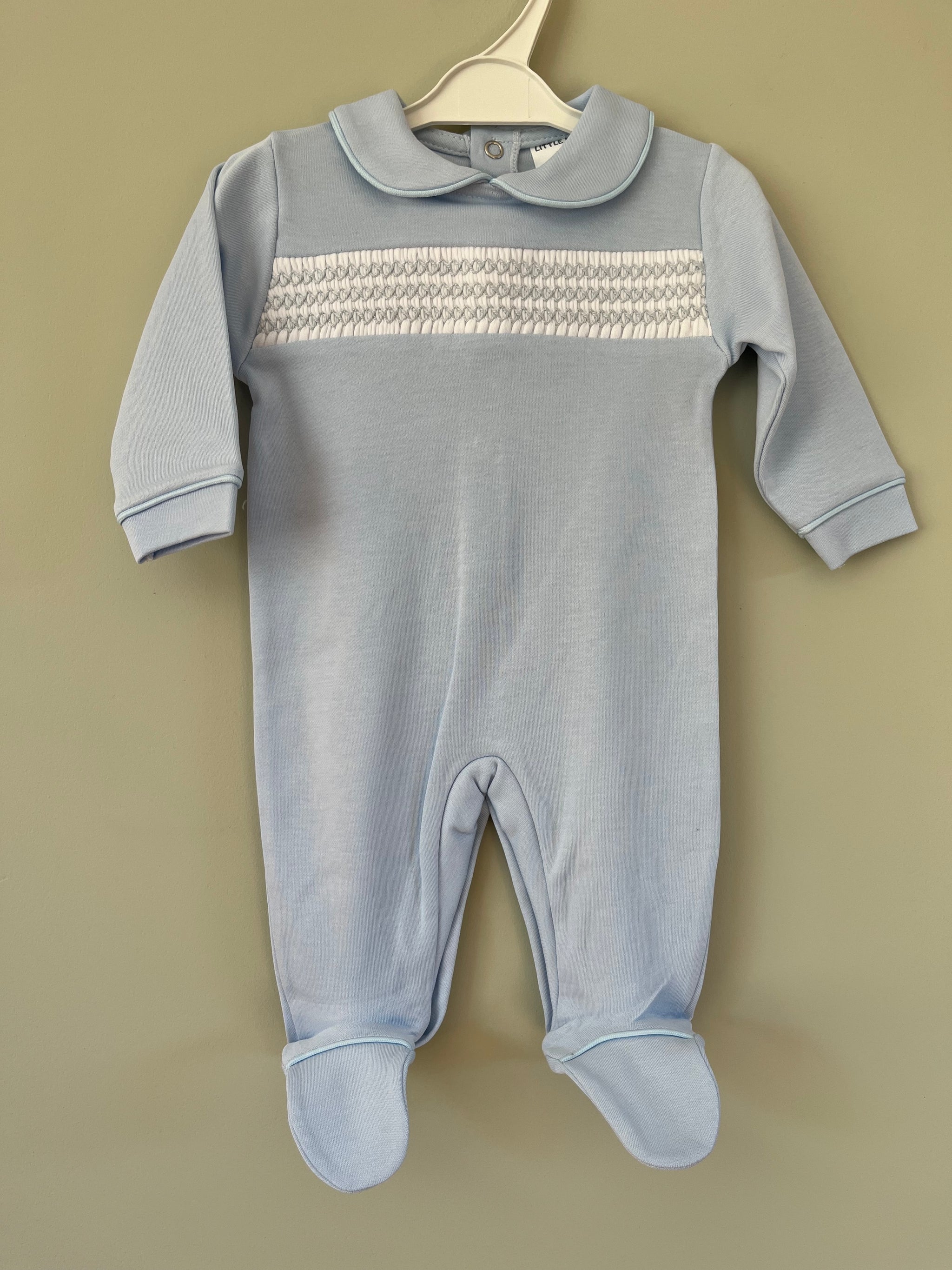 Baby Blue Embroidered All In One Babygrow Little Nosh