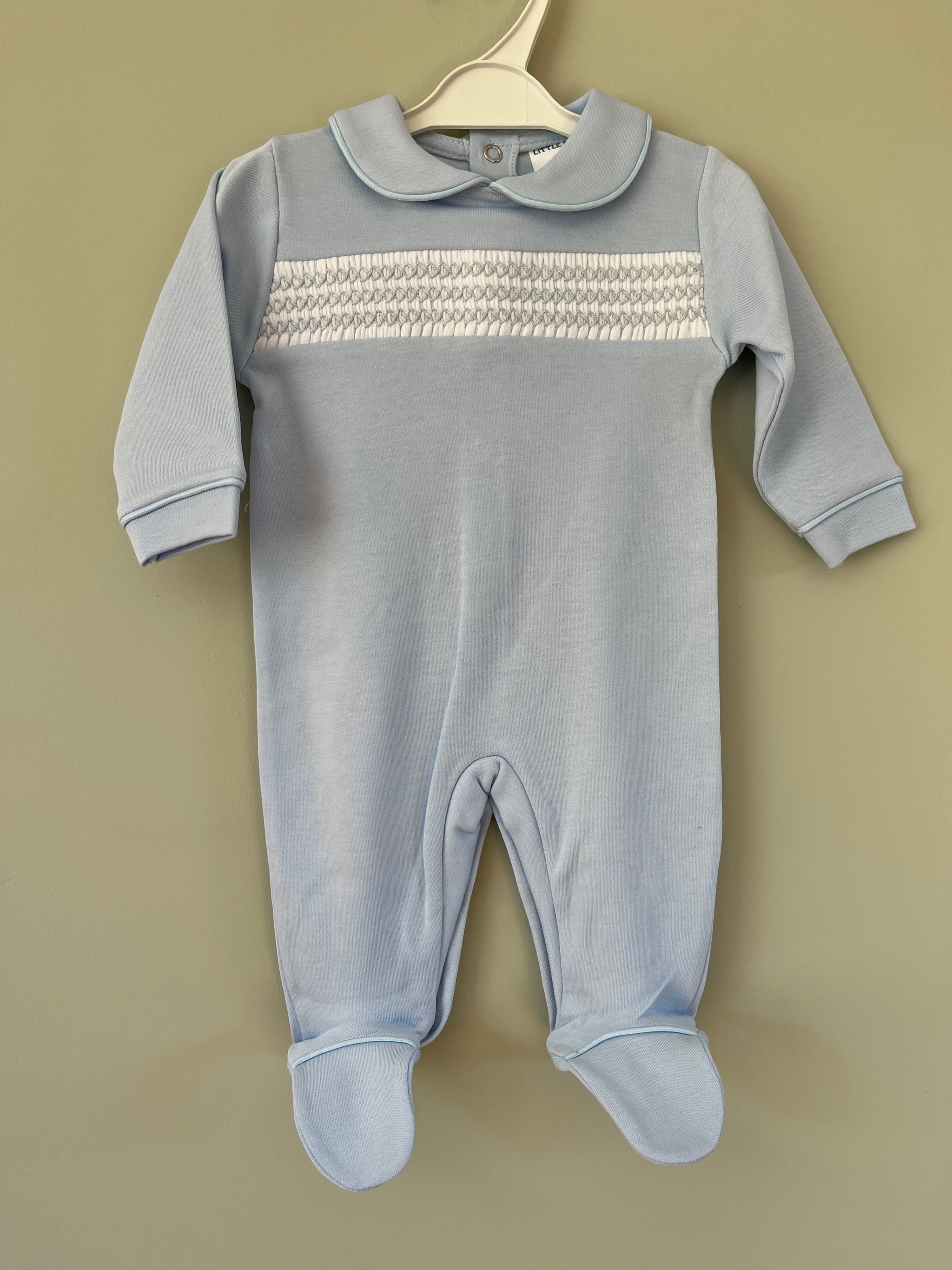 Baby Blue Embroidered All In One Babygrow Little Nosh