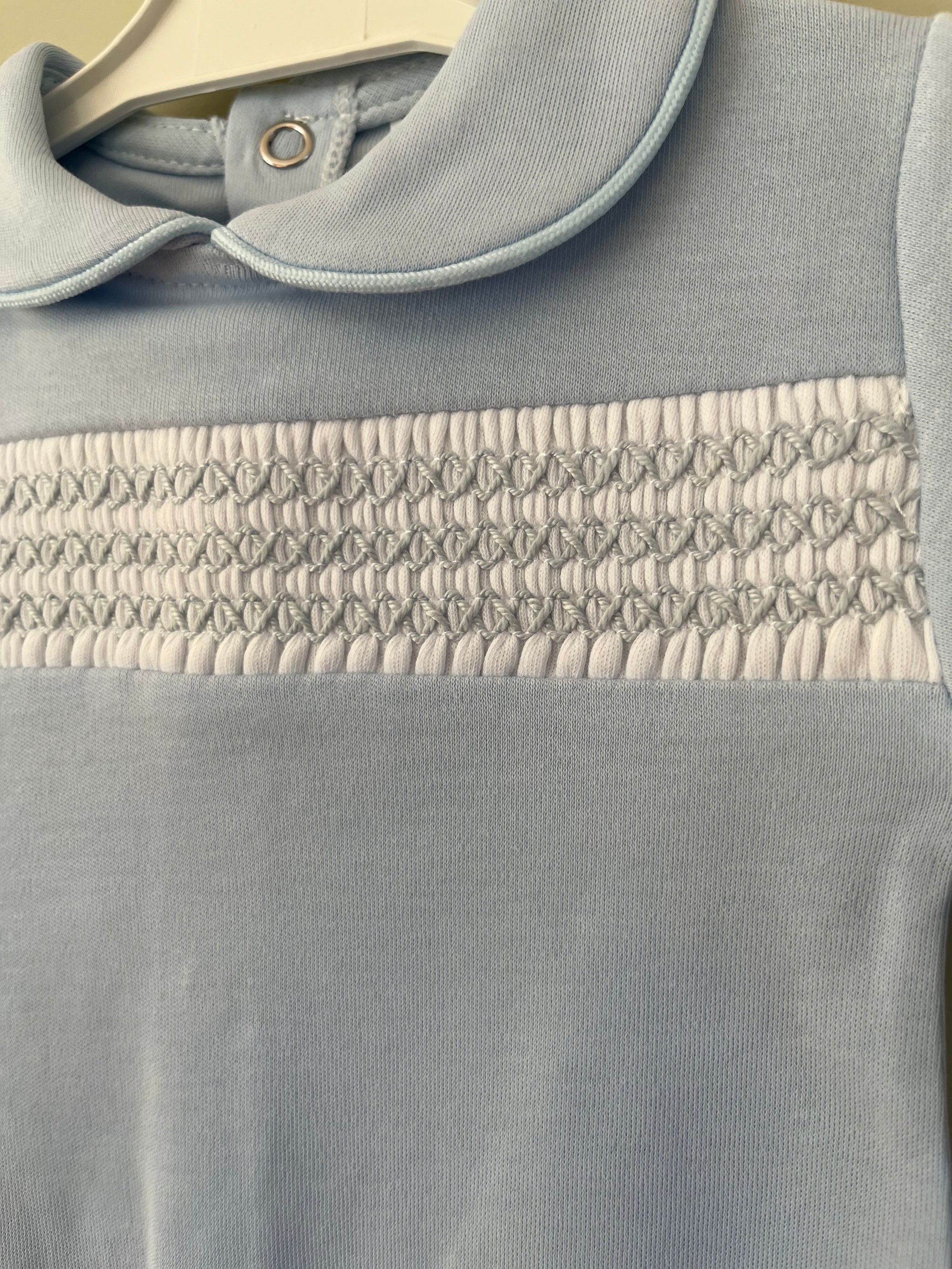 Baby Blue Embroidered All In One Babygrow Little Nosh