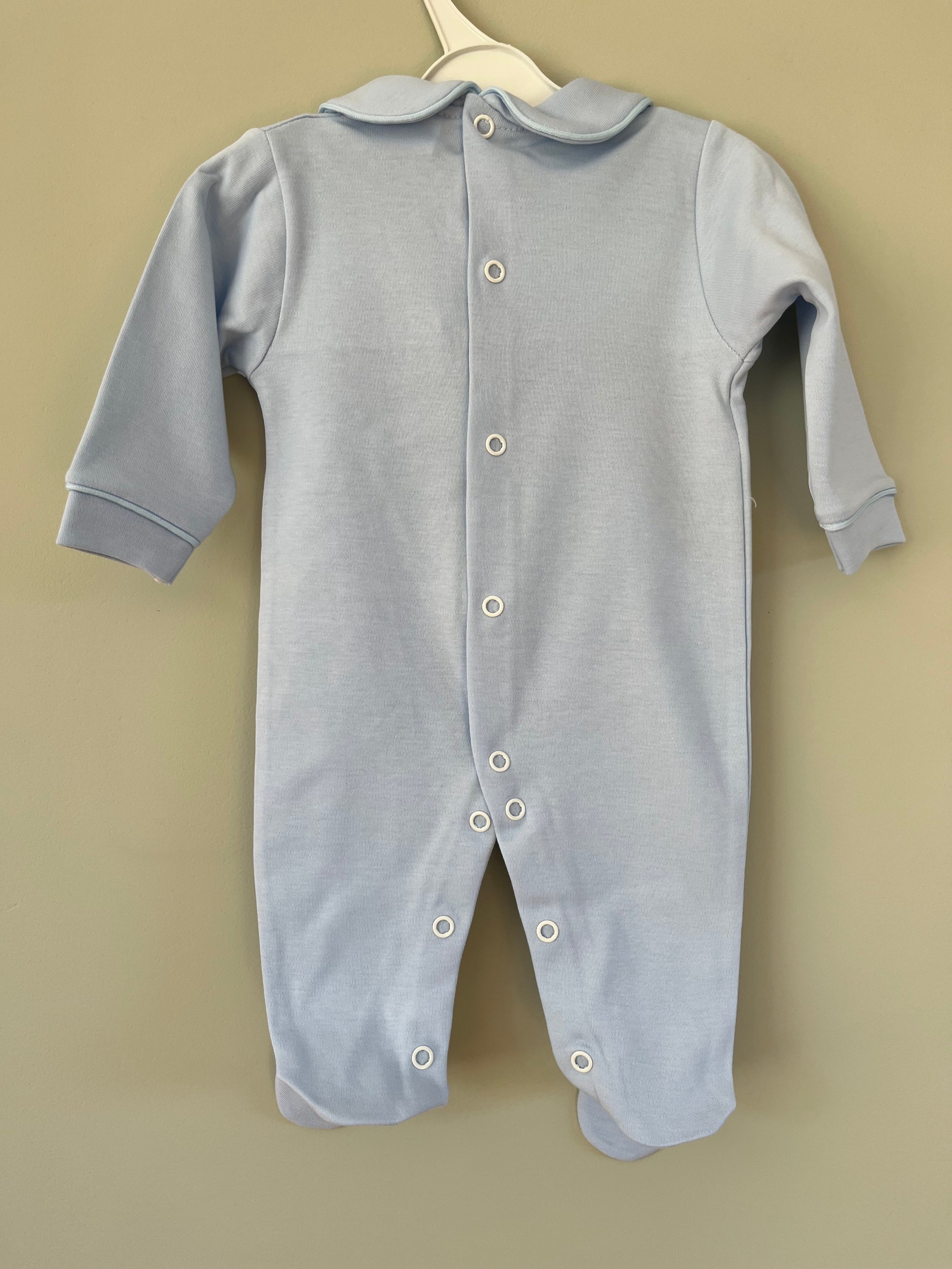 Baby Blue Embroidered All In One Babygrow Little Nosh