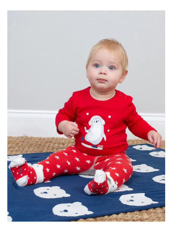 Polar Bear Red  Knit Leggings