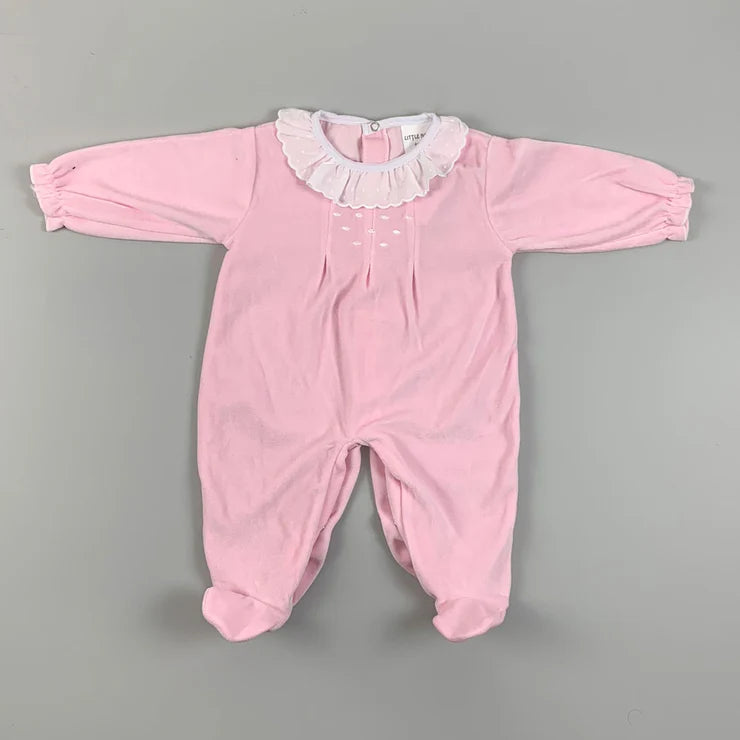 Baby Sleepsuit All In One Babygrow pink Velour Little Nosh